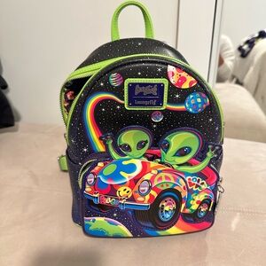 Loungefly Lisa Frank Black and Green Alien Backpack